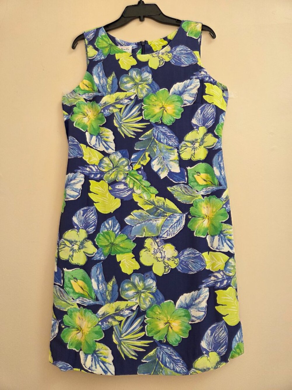 VTG Talbots 12P Made in USA Floral Midi Sheath Dress Blue/Green Bogo Feminine